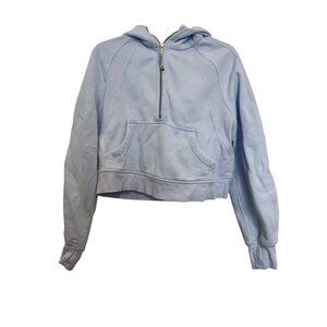 Lululemon Half-Zip Hoodie XS/S Blue Cotton-Blend Knit Ribbed High-Low Hem Lightw